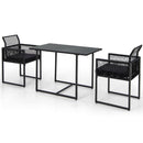 3 Pieces Outdoor Dining Set with Folding Backrest and Seat Cushions-Black