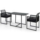 3 Pieces Outdoor Dining Set with Folding Backrest and Seat Cushions-Black by LJGDeals