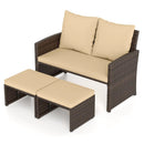 3 Pieces Outdoor Patio PE Wicker Furniture Set with Cushions-Beige by LJGDeals