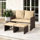 3 Pieces Outdoor Patio PE Wicker Furniture Set with Cushions-Beige by LJGDeals