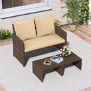 3 Pieces Outdoor Patio PE Wicker Furniture Set with Cushions-Beige by LJGDeals