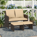 3 Pieces Outdoor Patio PE Wicker Furniture Set with Cushions-Beige by LJGDeals