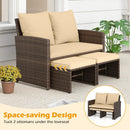 3 Pieces Outdoor Patio PE Wicker Furniture Set with Cushions-Beige by LJGDeals
