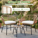 3-Piece Patio Conversation Set with Cushions by LJGDeals