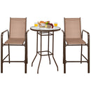 3 Pieces Outdoor Patio Bar Table Stool Set-Black by DirectDeals