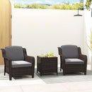 3 Pieces Outdoor Rattan Furniture Set with Cushions and Tempered Glass Coffee Table-Gray by LJGDeals