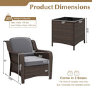 3 Pieces Outdoor Rattan Furniture Set with Cushions and Tempered Glass Coffee Table-Gray by LJGDeals