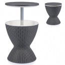 3 in 1 8 Gallon Patio Rattan Cooler Bar Table with Adjust Ice Bucket-Black