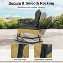 3 Pieces Outdoor Rattan Rocking Chairs Set with 2-Tier Side Table for Garden Backyard by LJGDeals