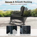 3 Pieces Outdoor Rattan Rocking Chairs Set with 2-Tier Side Table for Garden Backyard by LJGDeals