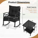 3 Pieces Outdoor Rattan Rocking Chairs Set with 2-Tier Side Table for Garden Backyard by LJGDeals