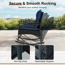 3 Pieces Outdoor Rattan Rocking Chairs Set with 2-Tier Side Table for Garden Backyard by LJGDeals