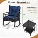 3 Pieces Outdoor Rattan Rocking Chairs Set with 2-Tier Side Table for Garden Backyard by LJGDeals