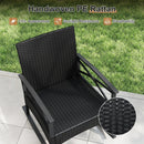 3 Pieces Outdoor Rattan Rocking Chairs Set with 2-Tier Side Table for Garden Backyard by LJGDeals