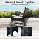 3 Pieces Outdoor Rattan Rocking Chairs Set with 2-Tier Side Table for Garden Backyard by LJGDeals