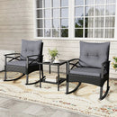 Outdoor Rattan Rocking Chair Set with Side Table - 3 Pieces by LJGDeals