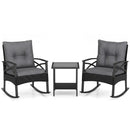Outdoor Rattan Rocking Chair Set with Side Table - 3 Pieces by LJGDeals