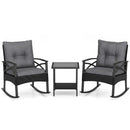 Outdoor Rattan Rocking Chair Set with Side Table - 3 Pieces
