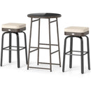 3 Pieces Outdoor Swivel Bar Set PE Rattan Bar Height Table with 2 Chairs-White by LJGDeals