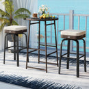 3 Pieces Outdoor Swivel Bar Set PE Rattan Bar Height Table with 2 Chairs-White by LJGDeals
