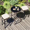 3 Pieces Outdoor Swivel Bar Set PE Rattan Bar Height Table with 2 Chairs-White by LJGDeals