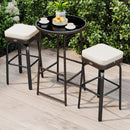 3 Pieces Outdoor Swivel Bar Set PE Rattan Bar Height Table with 2 Chairs-White by LJGDeals