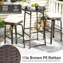 3 Pieces Outdoor Swivel Bar Set PE Rattan Bar Height Table with 2 Chairs-White by LJGDeals