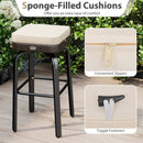 3 Pieces Outdoor Swivel Bar Set PE Rattan Bar Height Table with 2 Chairs-White by LJGDeals