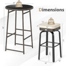 3 Pieces Outdoor Swivel Bar Set PE Rattan Bar Height Table with 2 Chairs-White by LJGDeals