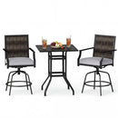 3 Pieces Outdoor Swivel Bar Set High Top Patio Bar Table and Rattan Wicker Chairs by LJGDeals