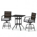 3 Pieces Outdoor Swivel Bar Set High Top Patio Bar Table and Rattan Wicker Chairs by LJGDeals