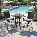 3 Pieces Outdoor Swivel Bar Set High Top Patio Bar Table and Rattan Wicker Chairs by LJGDeals