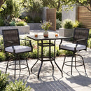 3 Pieces Outdoor Swivel Bar Set High Top Patio Bar Table and Rattan Wicker Chairs by LJGDeals