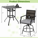 3 Pieces Outdoor Swivel Bar Set High Top Patio Bar Table and Rattan Wicker Chairs by LJGDeals
