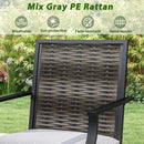 3 Pieces Outdoor Swivel Bar Set High Top Patio Bar Table and Rattan Wicker Chairs by LJGDeals