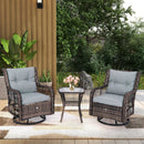 3 Pieces Outdoor Swivel Rocker Set with Small Side Table-Gray by DirectDeals
