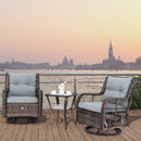 3 Pieces Outdoor Swivel Rocker Set with Small Side Table-Gray by DirectDeals
