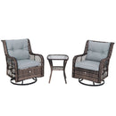 3 Pieces Outdoor Swivel Rocker Set with Small Side Table-Gray by DirectDeals