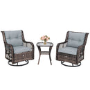 3 Pieces Outdoor Swivel Rocker Set with Small Side Table-Gray by DirectDeals