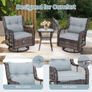 3 Pieces Outdoor Swivel Rocker Set with Small Side Table-Gray by DirectDeals