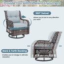 3 Pieces Outdoor Swivel Rocker Set with Small Side Table-Gray by DirectDeals