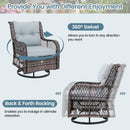 3 Pieces Outdoor Swivel Rocker Set with Small Side Table-Gray by LJGDeals