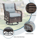 3 Pieces Outdoor Swivel Rocker Set with Small Side Table-Gray by DirectDeals