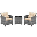 3 Pieces Outdoor Wicker Conversation Set with Tempered Glass Tabletop by LJGDeals