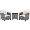 3 Pieces Outdoor Wicker Conversation Set with Tempered Glass Tabletop by LJGDeals