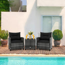 3 Pieces Outdoor Wicker Conversation Set with Tempered Glass Tabletop by LJGDeals