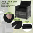 3 Pieces Outdoor Wicker Conversation Set with Tempered Glass Tabletop by LJGDeals