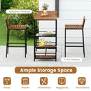 3 Pieces Outdoor Wood Bar Set with 3-Tier Storage Shelf and Metal Frame by LJGDeals