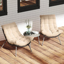 3 Pieces PE Rattan Conversation Set with Cushioned Papasan Chairs-Beige by LJGDeals
