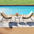 3 Pieces PE Rattan Conversation Set with Cushioned Papasan Chairs-Beige by LJGDeals